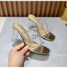 Silver Ladies High Heel Slippers Crystal Heel Sandals