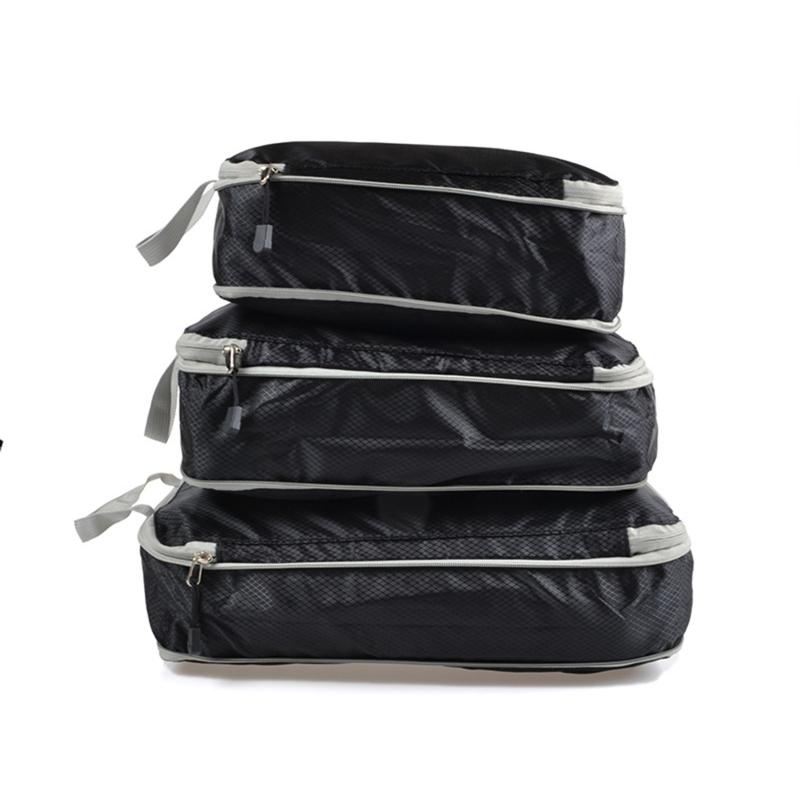 3PCS Compressed Packing Cubes Travel Storage Organizer Set Mesh Visual Luggage Portable Convenient Lightweight Suitcase Bag