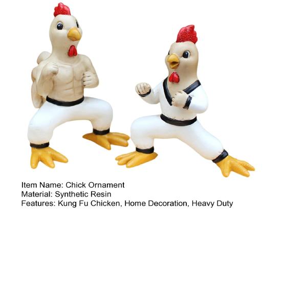2 шт. фигурка цыпленка кунг-фу, смоляная фигурка бойца цыпленка, мультяшная скульптура животного для домашнего офиса, внутреннего и наружного украшения сада, орнамент