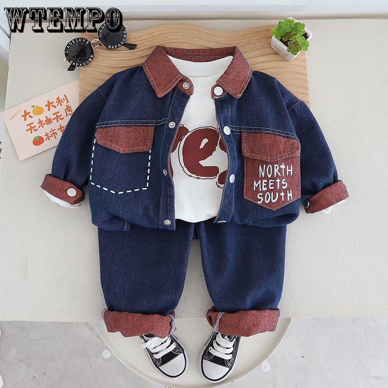 Boys' Denim Suit for Spring and Autumn Children's Baby Three Piece Set for Spring and Autumn