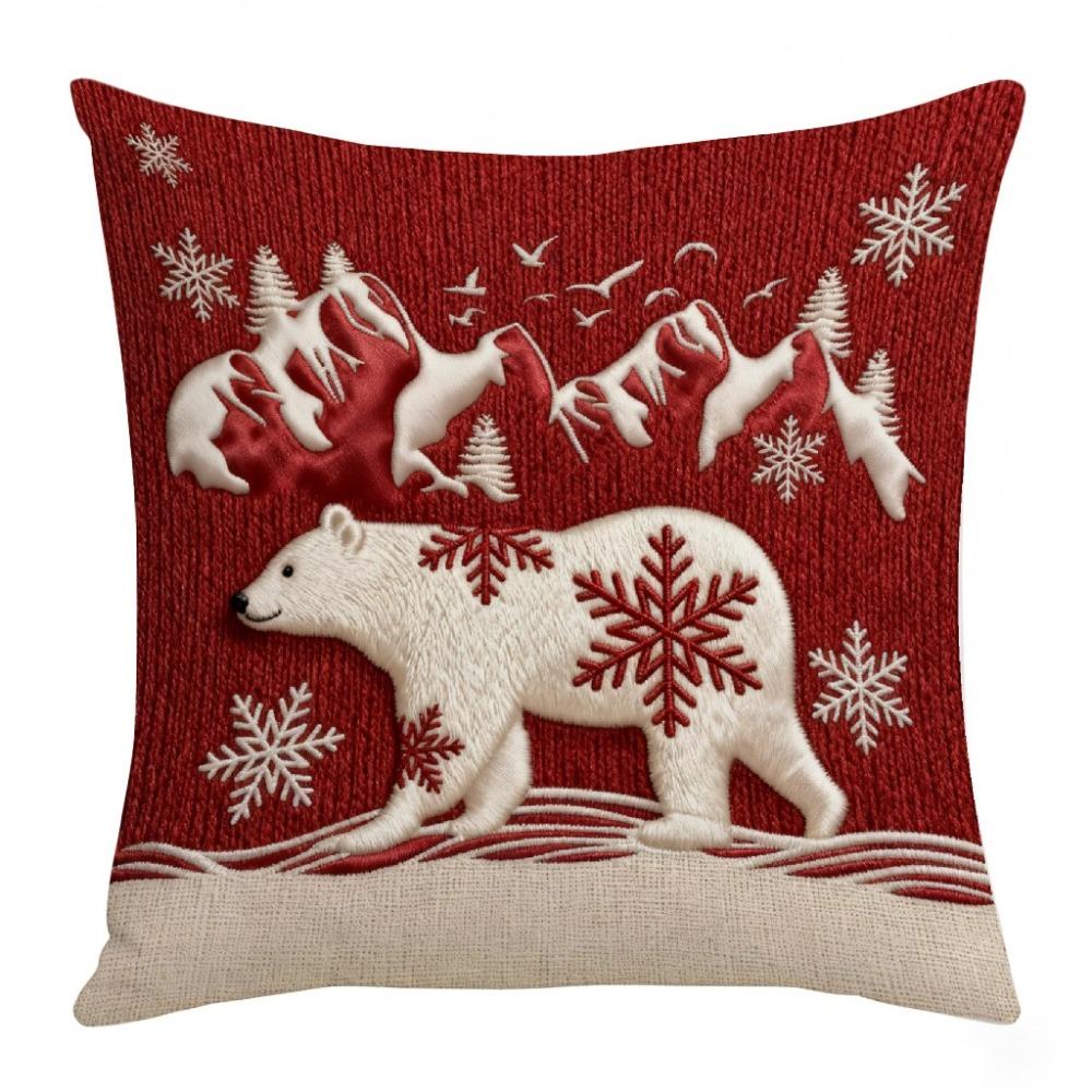 Machine Washable Christmas Pillow Covers Flat Printing Short Plush Pillow Case For Adults