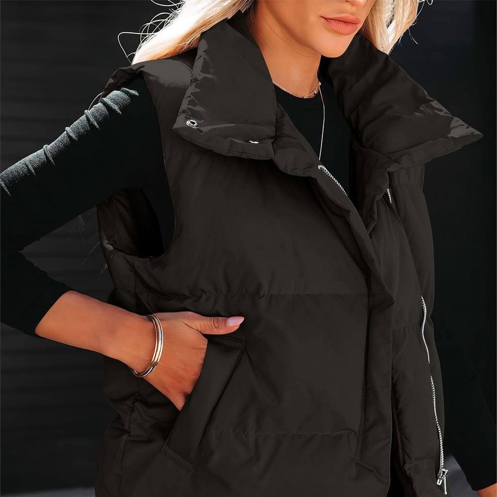 Женский повседневный зимний жилет со стойкой воротником, без рукавов, утепленный, с подкладкой, куртка-пальто с карманами