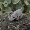 3D Rhino Shape Model Printed Knitted Rhinoceros Figurine Mini Fidget Toy with Ornament Movable Joints Wild Animal Collectible Figure for Desk Decor