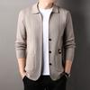 Весенне-осенний мужской вязаный свитер, мужской модный кардиган с лацканами в стиле кэжуал