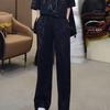 Summer Women's Loose Fashion Suit Sequined Short-sleeved T-shirt High Waist Wide-leg Trousers Two-piece Suit