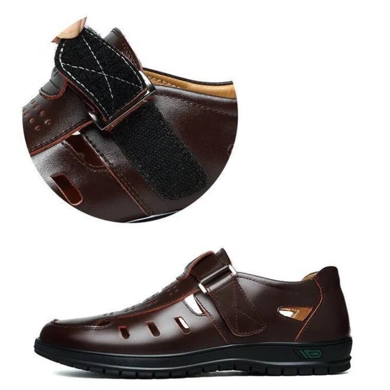 Men Sandals Summer Cozy Hollow Non-slip Soft Cool Breathable All-match Classic Wearable Fashion Casual Leather Sandalias Hombre