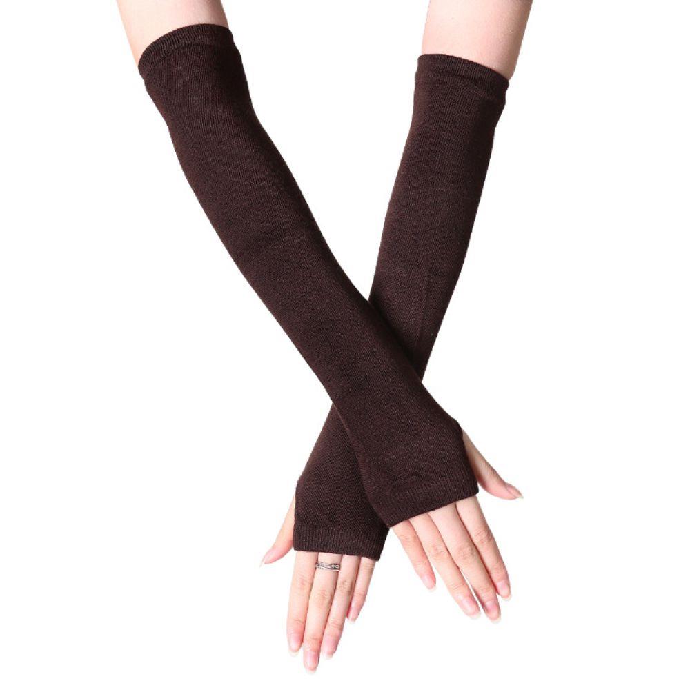 Полосатые унисекс перчатки с половиной пальцев длинные женские перчатки для девочек перчатки на руку теплые вязаные напульсники локтевые варежки теплая манжета