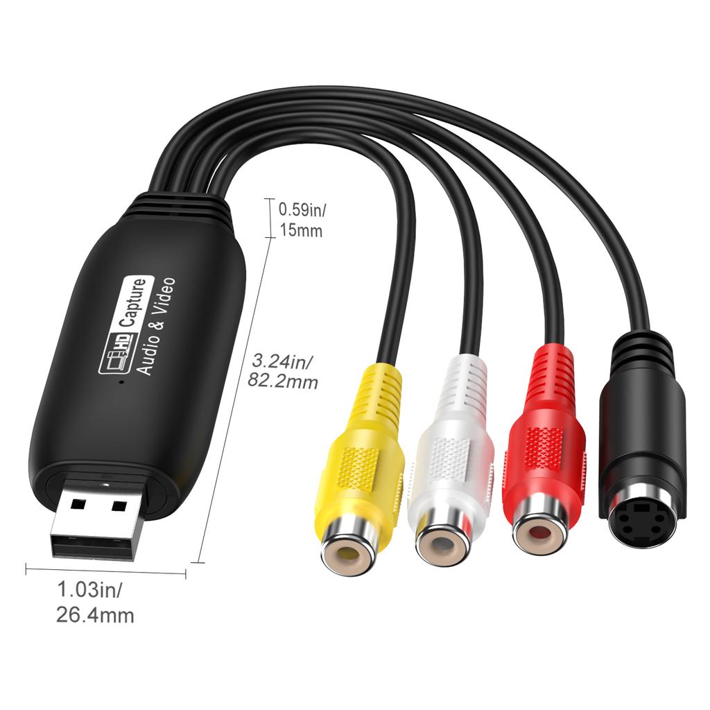 USB 2.0 RCA Video Capture Card USB AV Recorder VHS TV DVD VCR Audio Capture Adapter RCA To USB Video Converter for Mac