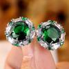 2023 Hot Cubic Zirconia Stud Earrings for Women White/Blue/Green/Red/Purple Ear Piercing Earrings Luxury Trendy Jewelry