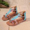 2025 New Foreign Trade Summer Women's Sandals Bohemian Ethnic Style Colorful Splicing Large Size Flat Sandals