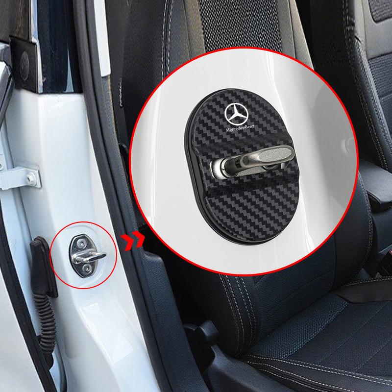 4PCS Car Door Lock Cover Stainless Steel Protection Accessories For Mercedes Benz AMG W124 W202 W203 W204 W210 W211 W212 HP3