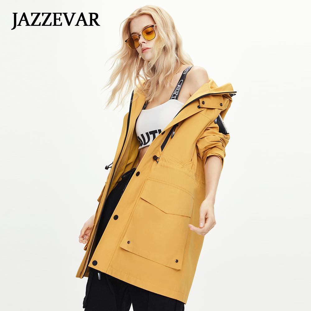 JAZZEVAR Женская ветровка Ins, красивое рабочее пальто средней длины, длинная хлопковая куртка Синьцзян