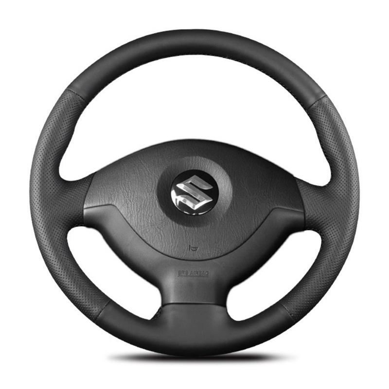 DIY Black Wearable Faux Leather Car Steering Wheel Cover For Suzuki Jimny 2005-2014 Customize Steering Wrap Car Accessories