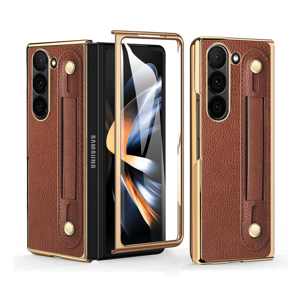 Совместимый с Samsung Galaxy Z Fold 7 чехол с подставкой-держателем, Z Fold 6 чехол с покрытием по краю и стеклом для переднего экрана