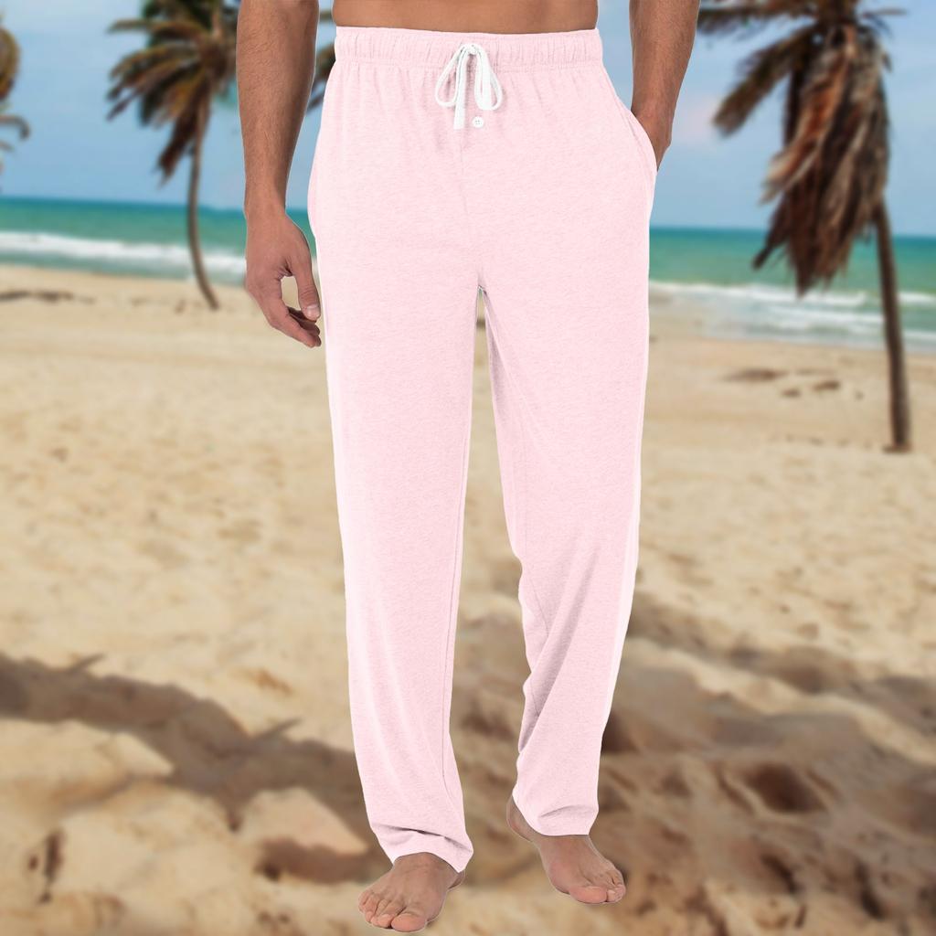 Men's Knitted Fashionable Printed Pocket Casual Pants Pajama Pants