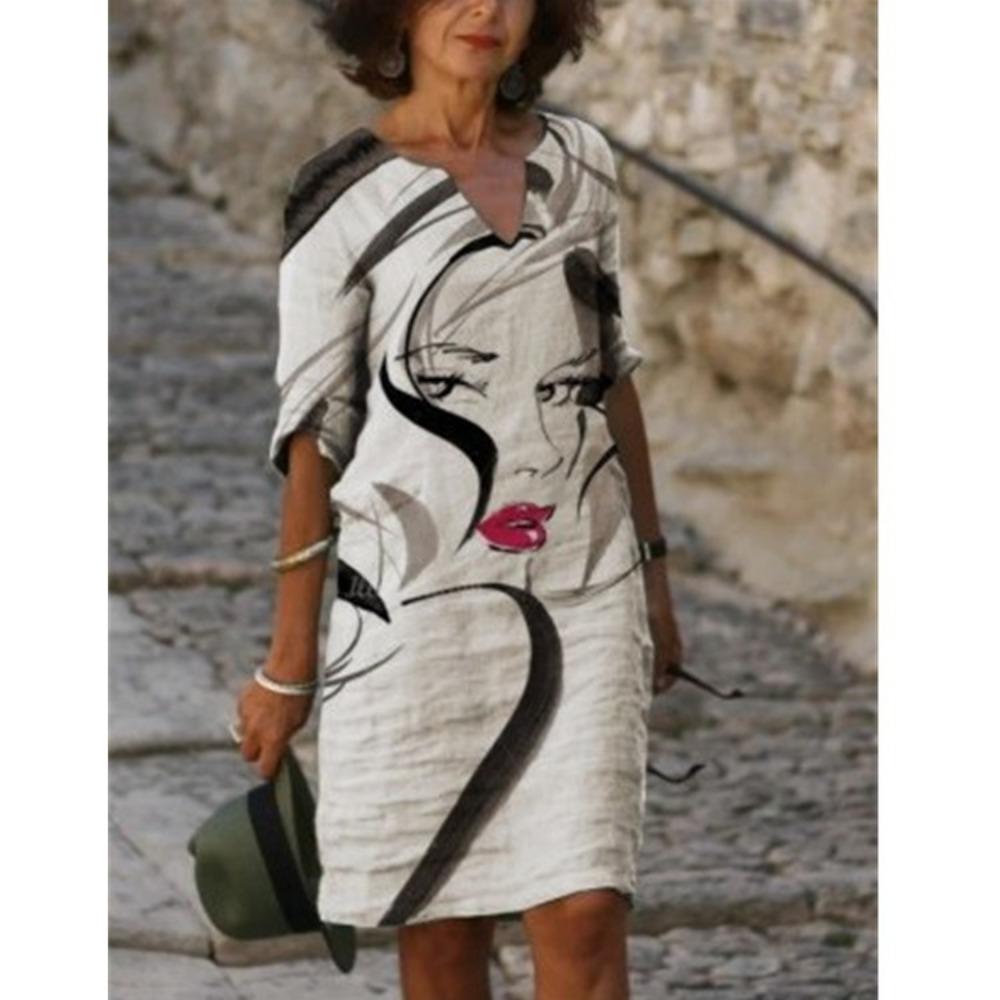 JPNTKY Women's Fashion Summer Spring Short Sleeve V-Neck Casual Dresses