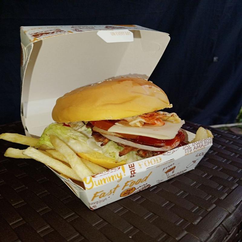 50/100 шт. Утолщенная и жиронепроницаемая коробка для упаковки бургеров Одноразовая коробка для бургеров Пищевой класс Коробки для фаст-фуда на вынос