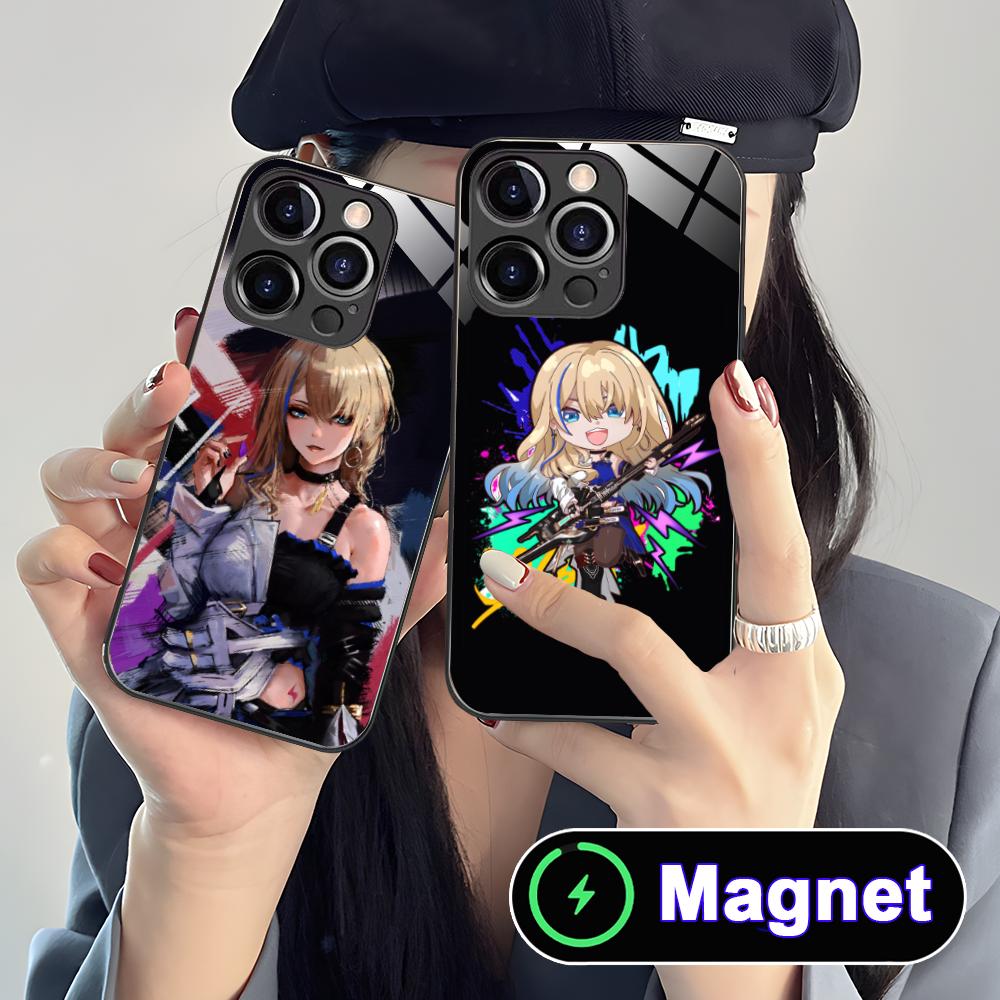 HSR Serval Стеклянный чехол MagSafe для мобильного телефона iPhone 17 16 15 14 13 12 11 Air Pro Max Plus Mini Цветной чехол