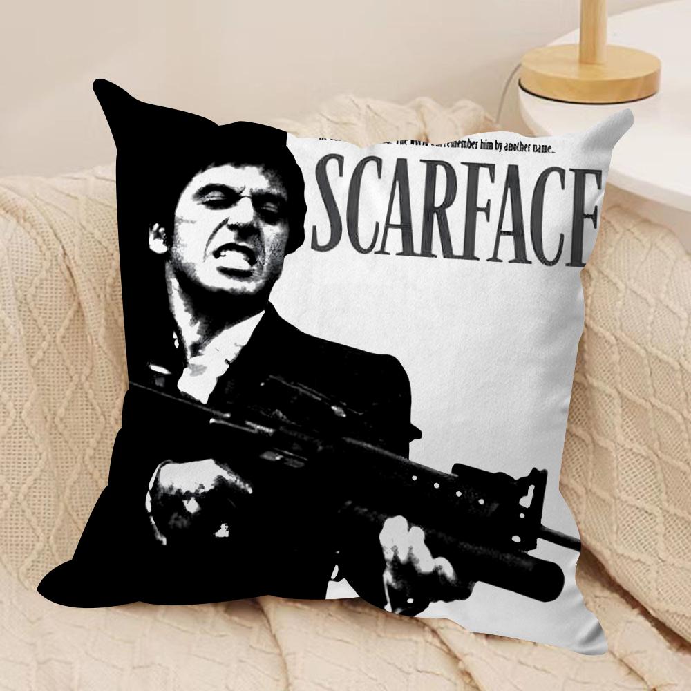 SScarface Movie Cushion Cover Silky Short Plush DoubleSided Printed Pillow Case for Sofa All Seasons Home Decor Gift