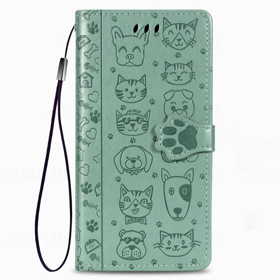 Кожаный защитный чехол-книжка для Xiaomi Poco C65 C75 M6 X6 F6 X5 Pro 14T 11T 12T 13T Redmi A3 9 9C 13C Note 13 12 10 11 чехол-кошелек с мотивом кошки и собаки