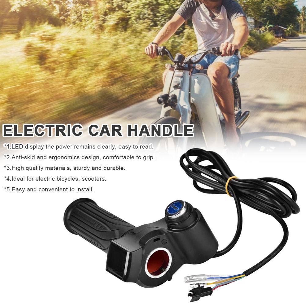 Electric E-Bike Twist Throttle 24/36/48/60/72V LED Digital Meter Electric Bike Handlebar With Power Switch Bicycle Accessories