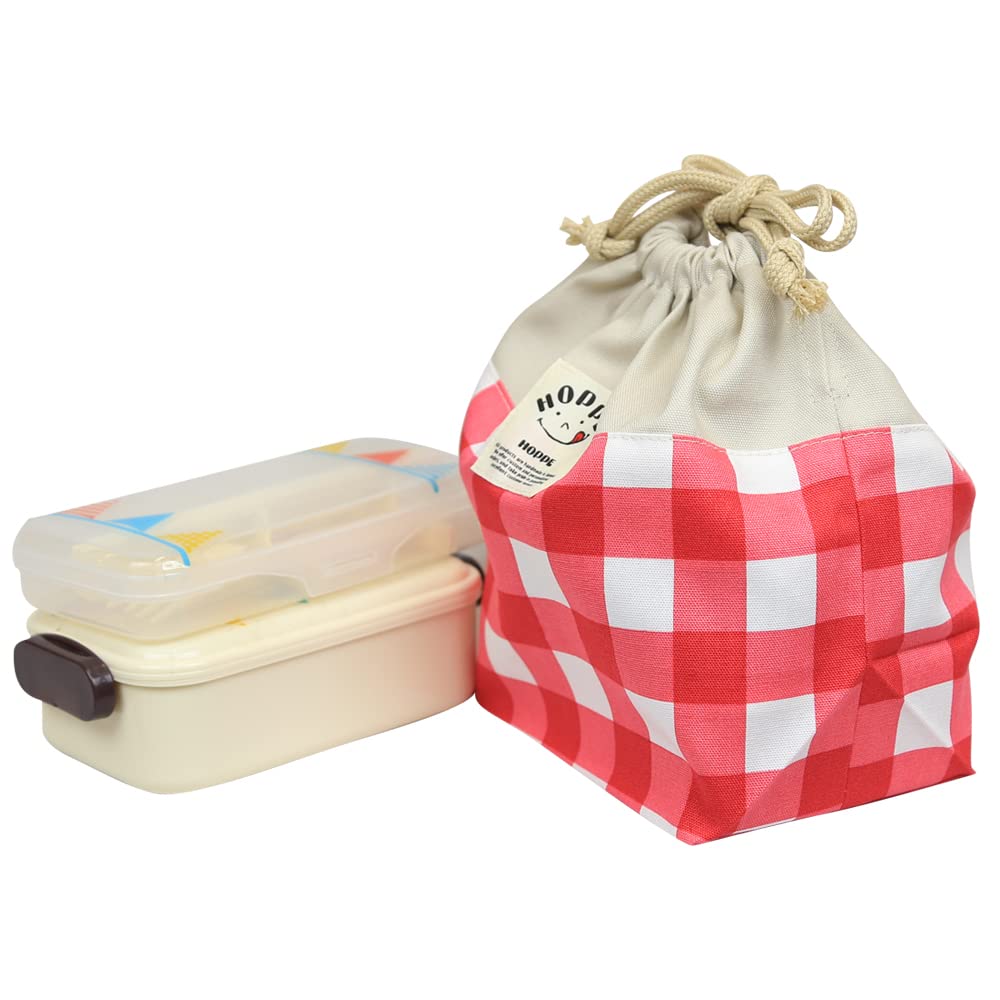 Сумка-мешок на шнурке HOPPE в красную клетку, средняя, сумка для ланча, школьная сумка для ланча, сумка для ланча, школьная сумка для ланча, для детей начальной школы, мальчиков и девочек, сделано в
