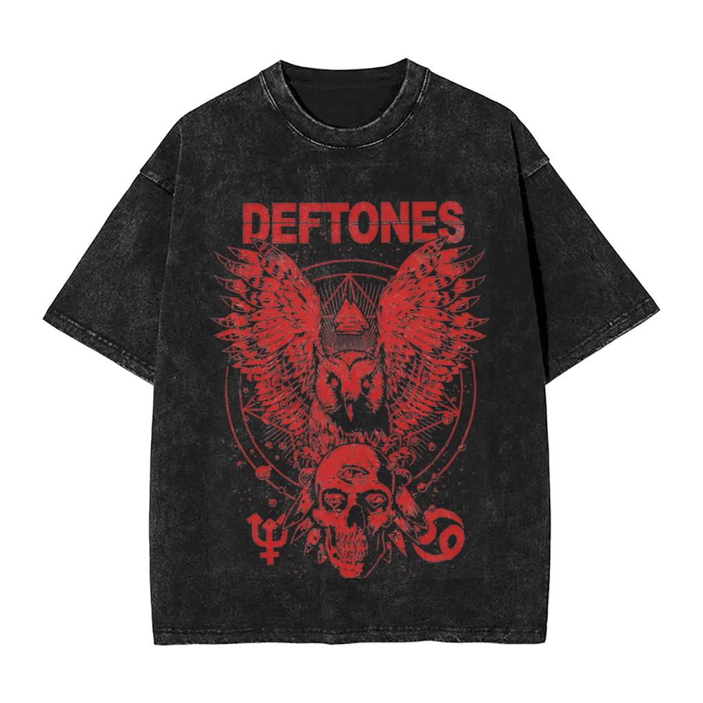 Новое поступление Мужская одежда Ohms Белый Пони Deftones Рок-группа Стиранная Футболка с коротким рукавом с круглым вырезом Y2k Мужская одежда Camisetas