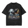 Daft Punk Vintage Washed T Shirt Hip Hop Harajuku Streetwear Short Sleeve Tops Tee Men's Women Oversized Loose Casual