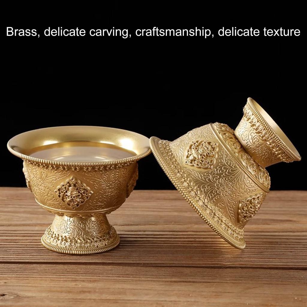 Elegant Brass Water Cup Meditation Water Cup Brass Texture Suitable for Home Buddhist Altar Offering and Daily Use