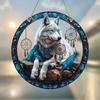 Wolf King Series Acrylic Catcher 8 "(20cm)Stained Glass Style Window Hanging, Outdoor and Interior Wall  Suitable for Living Room Bedroom Porch Garden