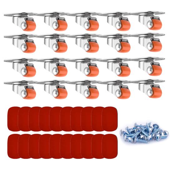 20 шт. самоклеящихся роликовых колес, грузоподъемность 30 фунтов, поворот на 360 градусов, плавное вращение, универсальные роликовые колеса