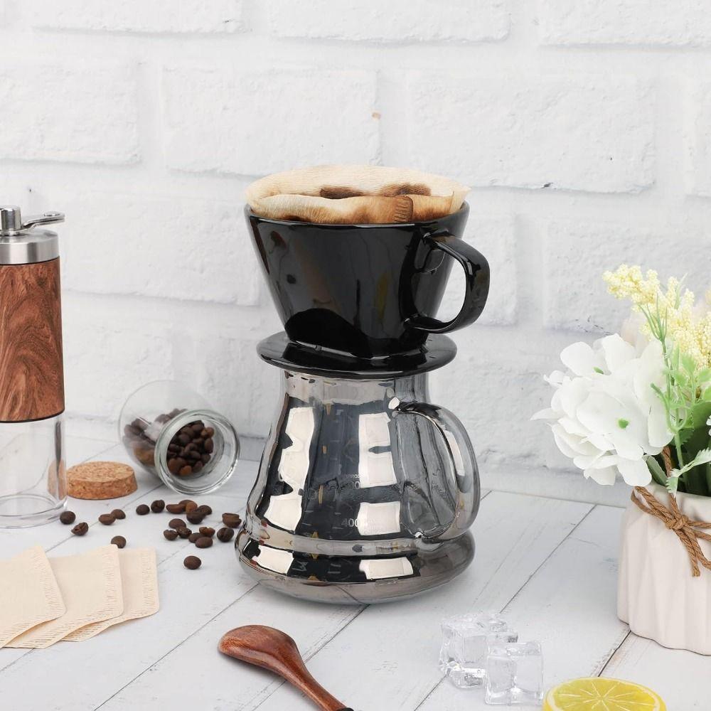 Flat Bottom Pour Over Coffee Filter Reusable Cone Drip Holder Ceramic Coffee Dripper Office