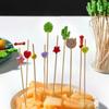 100pcs Disposable Fruit Stick Creative Art Bamboo Stick Cocktail Dessert Burger Decor Disposable Toothpick Home Store Supplies