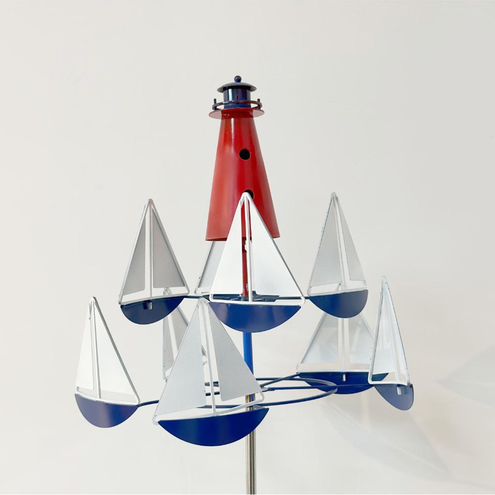 Art Wind Sculpture, Sailboat Windmills, Metal Nautical Art Garden Windmills Sailboat Wind Spinners Decor For Outdoor Backyard Garden Lawn