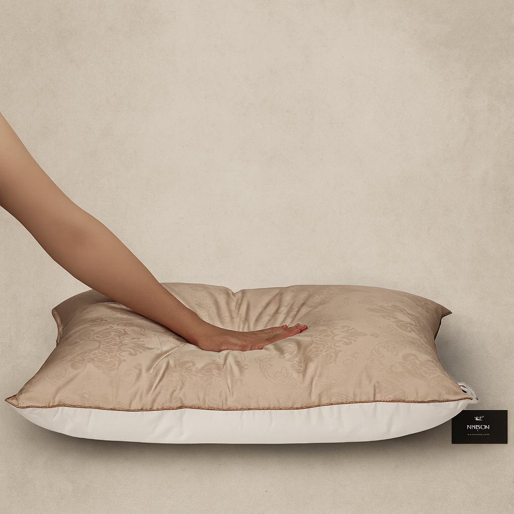 Down-Filled Pillow №15-08 Gold — 70% Down, 30% Feather, Fill Power 500, Medium.
