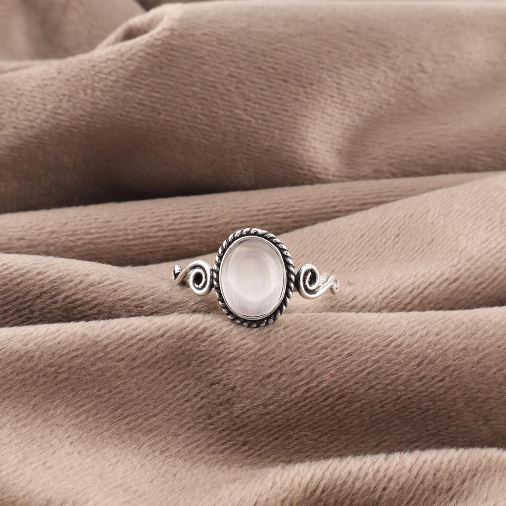 Ювелирные изделия из селенита, Кольцо из драгоценного камня ручной работы, Кольцо из стерлингового серебра 925 пробы, Исцеляющие украшения, Для подарка на помолвку