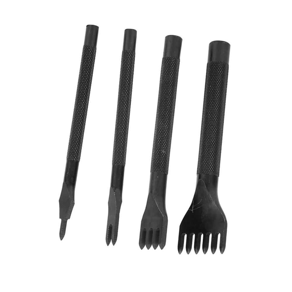 4pcs 1/2/4/6 Prong Leather Craft Chisel Steel Hole Punch Tool For DIY Leather Crafting