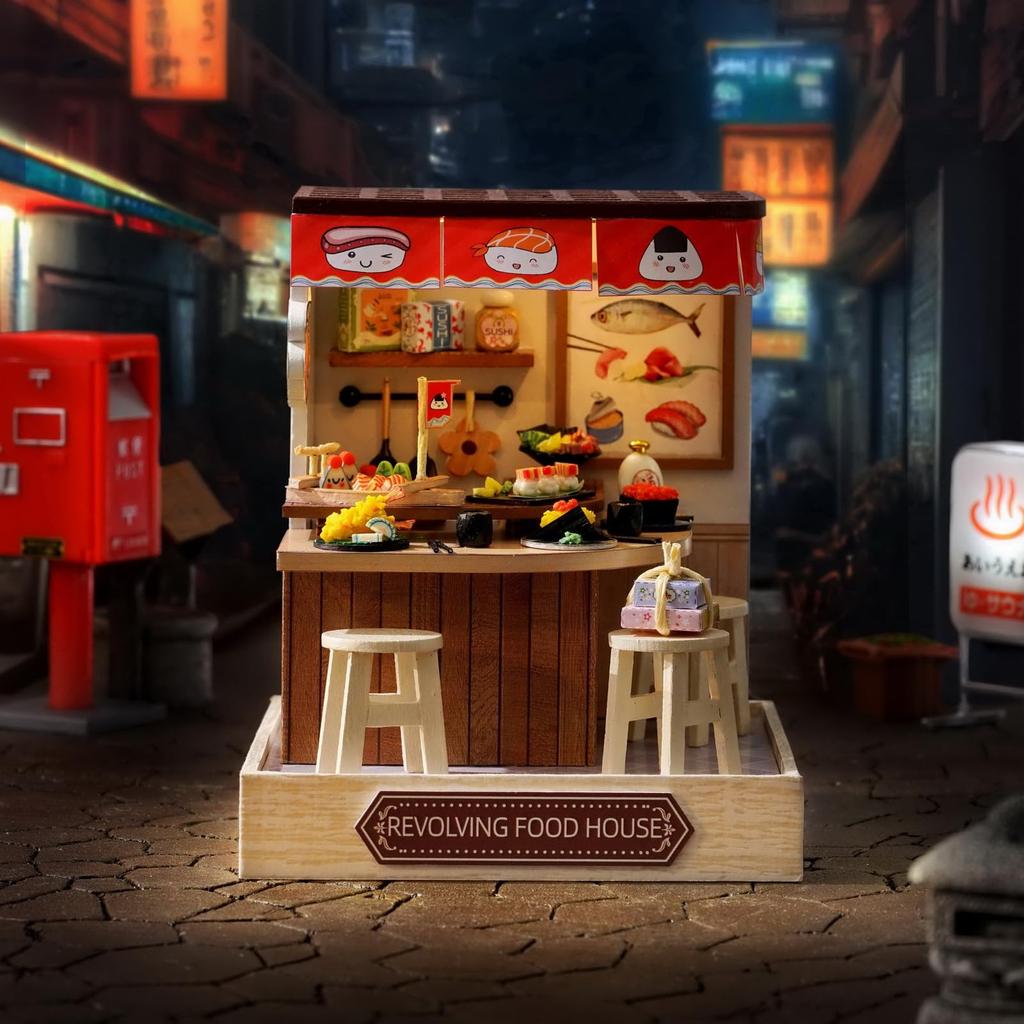 CUTEROOM Dollhouse, Miniature Decoration Handmade DIY Kit, Wooden Dollhouse Kit, Easy To Assemble Miniature House for Beginners, Includes LED Light,