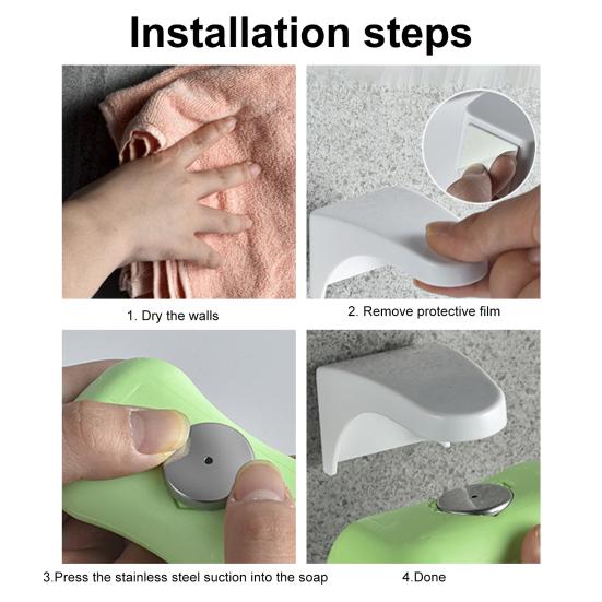 Soap Holder Easy To Use Punch-free Simple Installation Drain Design Stable Space-saving ABS Magnetic Suction Soap Storage Holder Bathroom Accessories