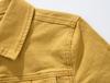 Autumn Korean Style Men's Slim Fit Yellow Denim Jacket - Stretch, Trendy Long Sleeve