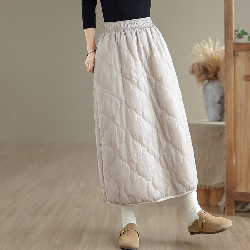 Хлопковая подкладка большого размера Высокая талия винтажная весна осень зима повседневная свободная длинная женская юбка женская юбка