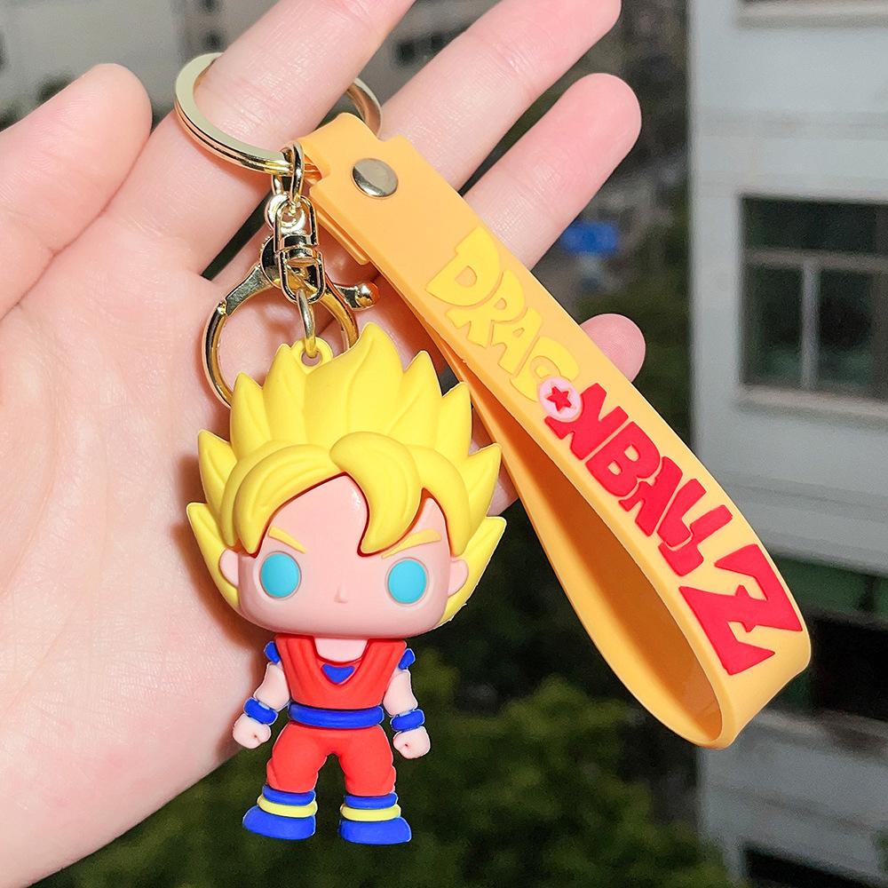 Anime Keychain PVC Cartoon Cartoon Figure Trunks Son Goku Piccolo Buu Vegeta Figures Key Chain Keyring Bag Decor
