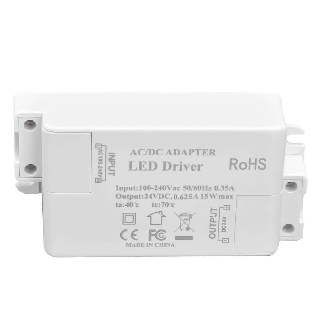 LED Driver DC24V 0.625A 15W DIY Lamp Low Voltage LED Driver Transformer AC 100‑240V