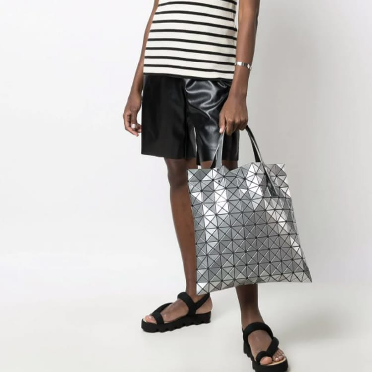 ISSEY MIYAKE Prism Polyvinyl Chloride Resin Tote Bag, Shoulder Bag, Handbag Large Unisex Silver BB01-AG043-91