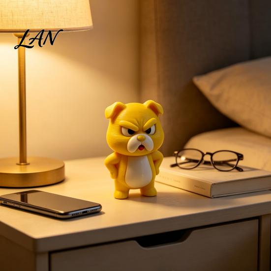 Room Decor for Kids And Adults Little Yellow Dog Ornament, 3D Printed Durable PLA Cute Cartoon Desktop Decorative Ornament Figurine, Funny Arrogant