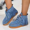 Fashion Fringe Platform Ankle Snow Boots Casual Flats Shoes 2025 Winter Trend Suede Shoes Fashion Cozy Gladiator Lace Up Botas Mujer