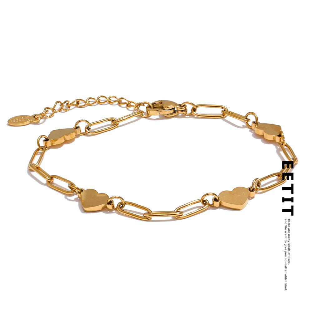 Eetit Модный браслет-цепочка из нержавеющей стали с сердцем ручной работы, водонепроницаемый повседневный браслет-шарм, ювелирные изделия на запястье, бижутерия для женщин
