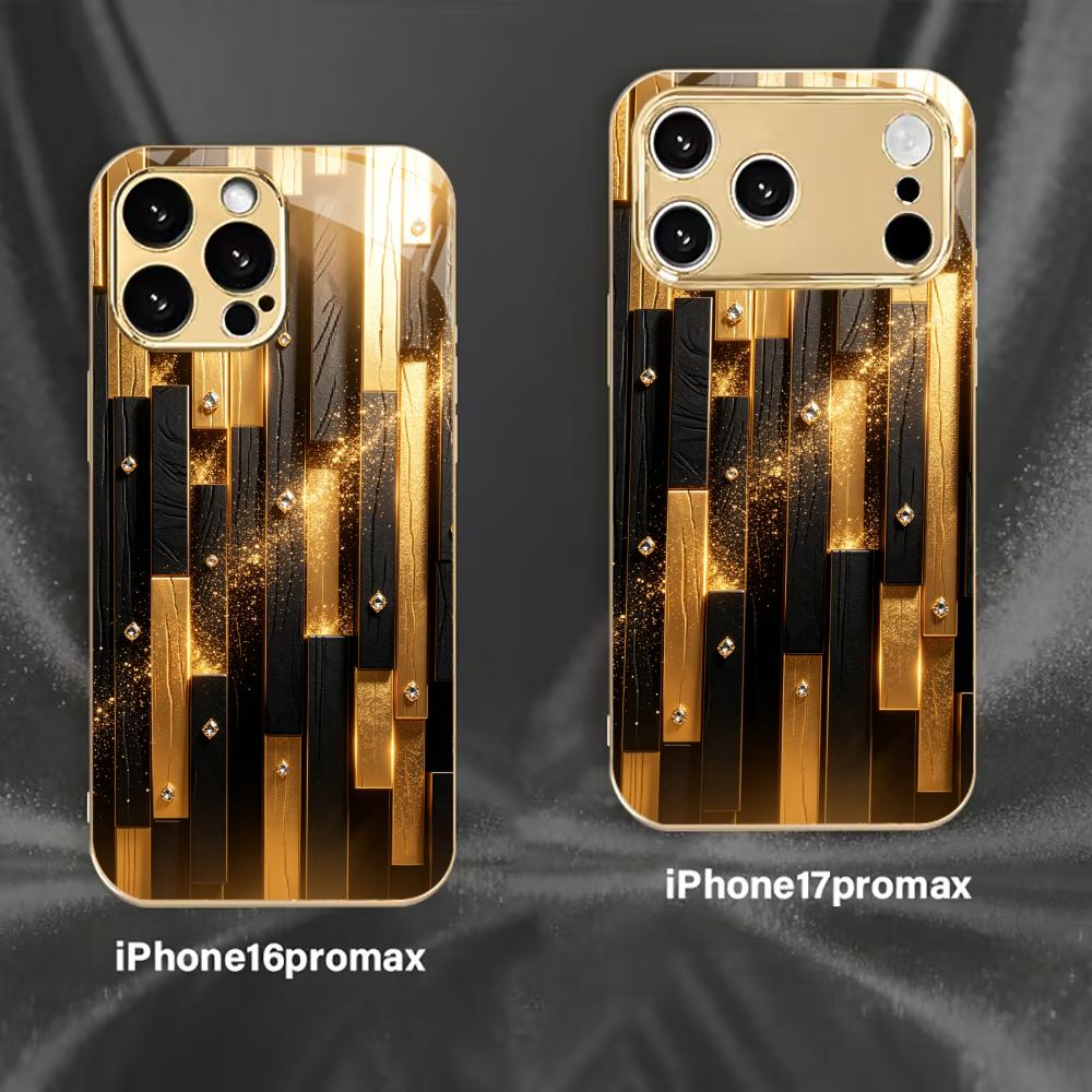 Черно-золотой чехол для телефона с текстурой дерева для funda iphone для iPhone 17 Pro Max защитное стекло для iPhone 17 16 15 14 13 12pm Pro Plus