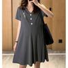 2023 Summer Casual Maternity and Nursing Dress - Solid Color, Loose Fit, Large Size, Korean Style, Mid-Length Skirt