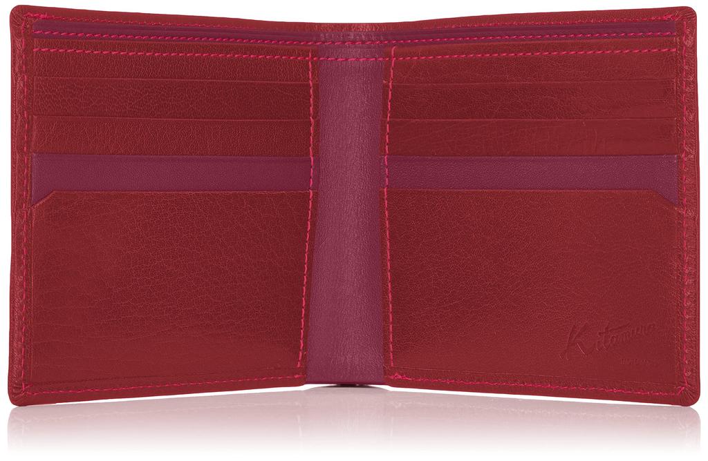 Кошелек двойного сложения из кожи буйвола NH0811 Винный 71711 [Kitamura] Мужской [Красный]